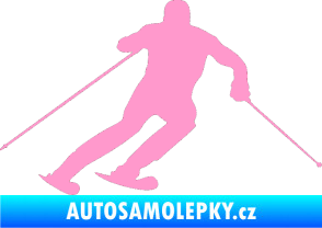 Samolepka Lyžař 003 pravá světle růžová