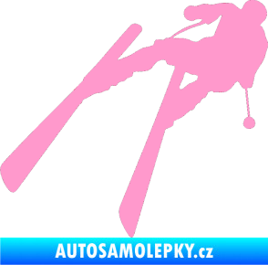 Samolepka Lyžař 007 levá světle růžová