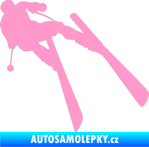 Samolepka Lyžař 007 pravá světle růžová