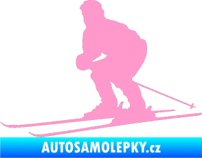 Samolepka Lyžař 009 levá světle růžová
