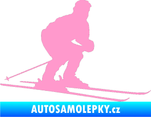 Samolepka Lyžař 009 pravá světle růžová
