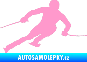 Samolepka Lyžař 012 pravá světle růžová