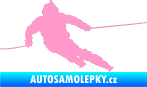 Samolepka Lyžař 015 levá světle růžová