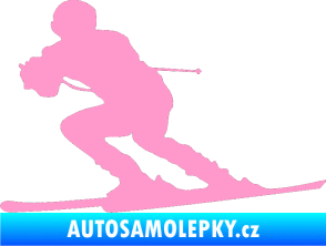 Samolepka Lyžař 017 levá světle růžová