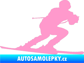 Samolepka Lyžař 017 pravá světle růžová