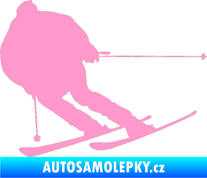 Samolepka Lyžař 019 levá světle růžová
