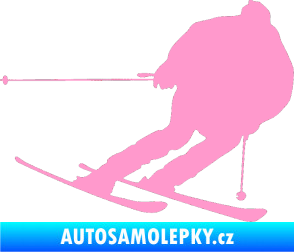 Samolepka Lyžař 019 pravá světle růžová