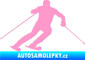 Samolepka Lyžař 021 pravá světle růžová