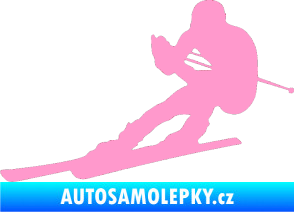Samolepka Lyžař 022 levá světle růžová