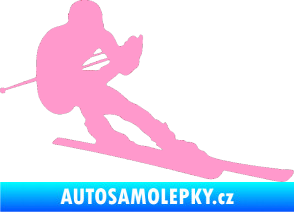 Samolepka Lyžař 022 pravá světle růžová