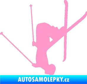 Samolepka Lyžař 023 levá světle růžová