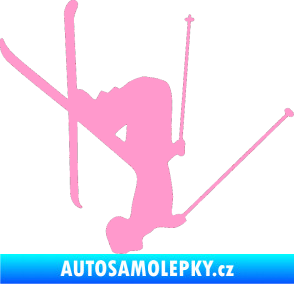 Samolepka Lyžař 023 pravá světle růžová