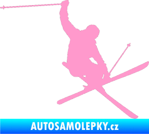 Samolepka Lyžař 024 pravá světle růžová