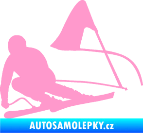 Samolepka Lyžař 025 levá světle růžová