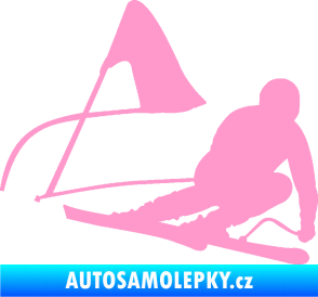 Samolepka Lyžař 025 pravá světle růžová