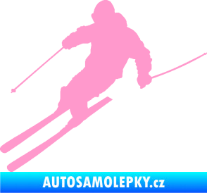 Samolepka Lyžař 027 levá světle růžová