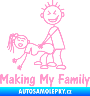 Samolepka Making my family levá světle růžová