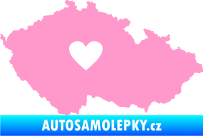 Samolepka Mapa České republiky 002 srdce světle růžová