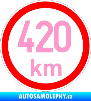 Samolepka Maximální rychlost 420km - nejvyšší konstrukční rychlost světle růžová