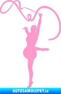 Samolepka Moderní gymnastika 003 levá gymnastka se stuhou světle růžová