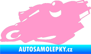 Samolepka Motorka 007 levá silniční motorky světle růžová