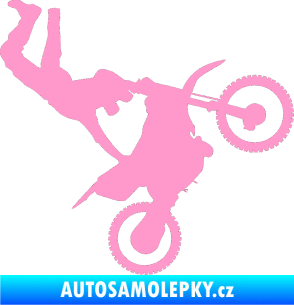 Samolepka Motorka 008 pravá motokros freestyle světle růžová
