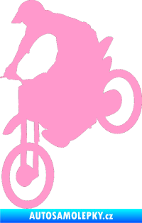 Samolepka Motorka 016 levá motokros světle růžová