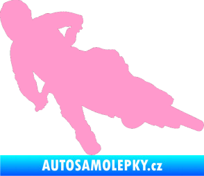 Samolepka Motorka 023 pravá motokros světle růžová