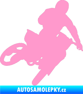Samolepka Motorka 025 pravá motokros světle růžová