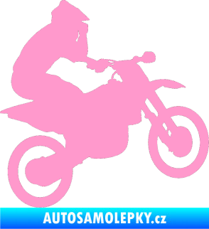 Samolepka Motorka 027 pravá motokros světle růžová