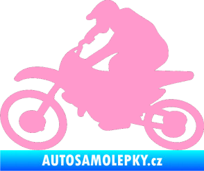 Samolepka Motorka 031 levá motokros světle růžová