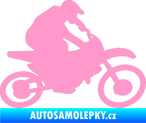 Samolepka Motorka 031 pravá motokros světle růžová