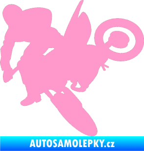 Samolepka Motorka 033 levá motokros světle růžová
