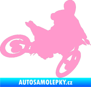 Samolepka Motorka 034 pravá motokros světle růžová