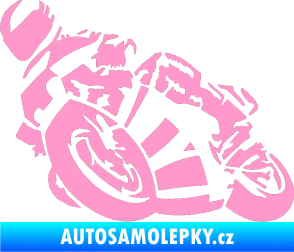 Samolepka Motorka 040 levá road racing světle růžová