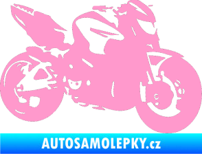 Samolepka Motorka 041 pravá road racing světle růžová