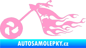 Samolepka Motorka 042 levá plameny světle růžová