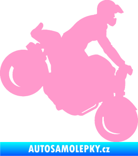 Samolepka Motorka 044 pravá motokros světle růžová