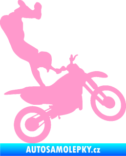 Samolepka Motorka 047 pravá motokros freestyle světle růžová