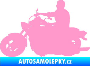 Samolepka Motorka 049 levá světle růžová