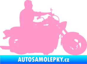 Samolepka Motorka 049 pravá světle růžová