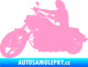 Samolepka Motorka 050 levá světle růžová