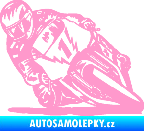 Samolepka Motorka 051 levá světle růžová