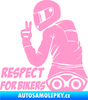 Samolepka Motorkář 003 levá respect for bikers nápis světle růžová