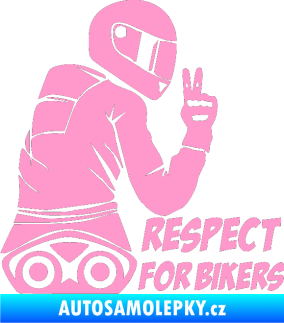Samolepka Motorkář 003 pravá respect for bikers nápis světle růžová