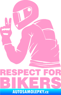 Samolepka Motorkář 004 respect for bikers nápis světle růžová