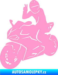 Samolepka Motorkář 006 levá světle růžová