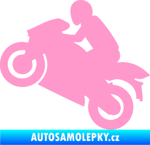 Samolepka Motorkář 007 levá světle růžová