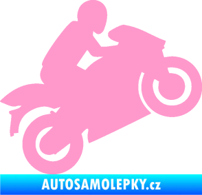 Samolepka Motorkář 007 pravá světle růžová