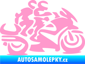 Samolepka Motorkář 009 pravá se spolujezdcem světle růžová